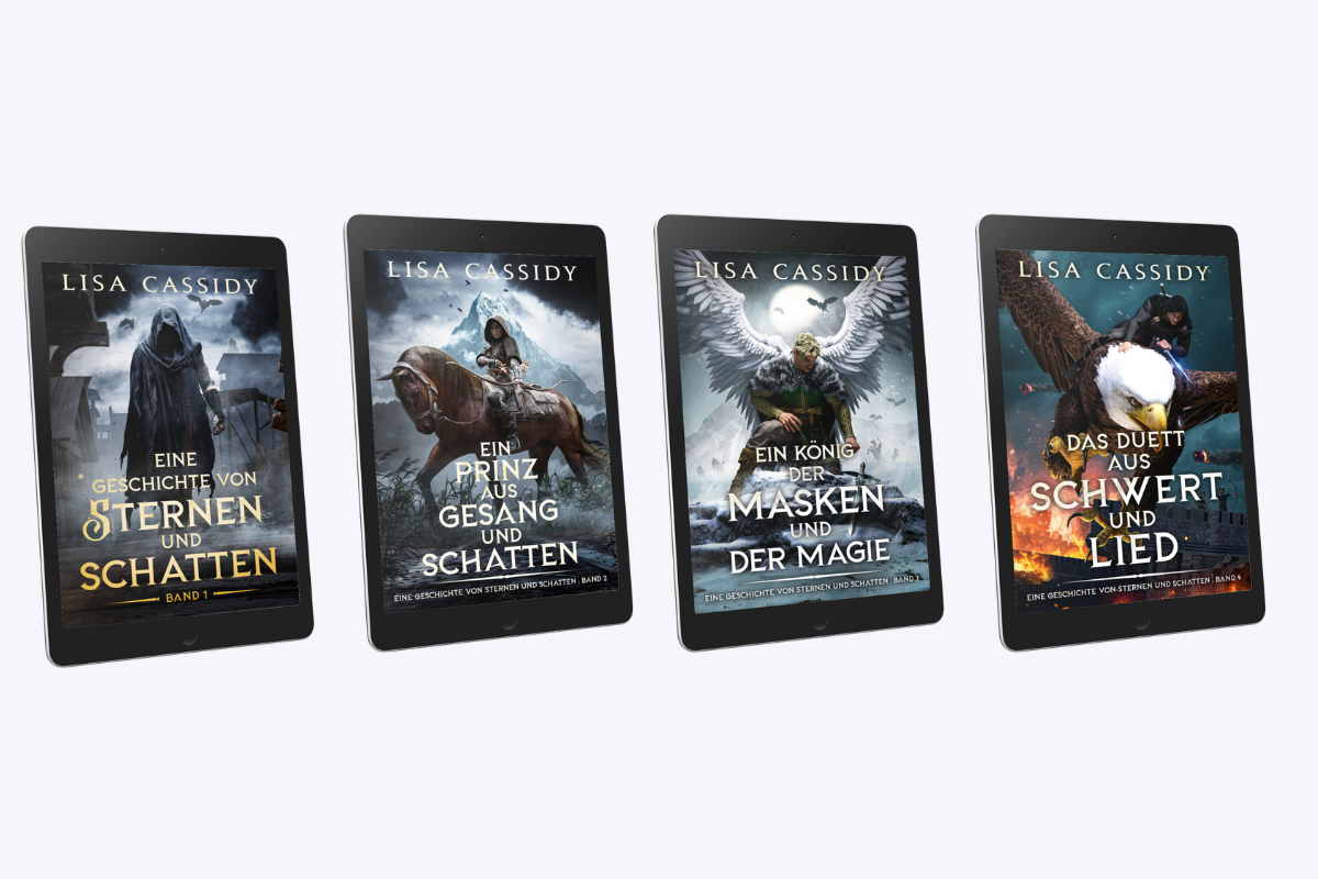 Image of all four German translated ebooks of A Tale of Stars and Shadow